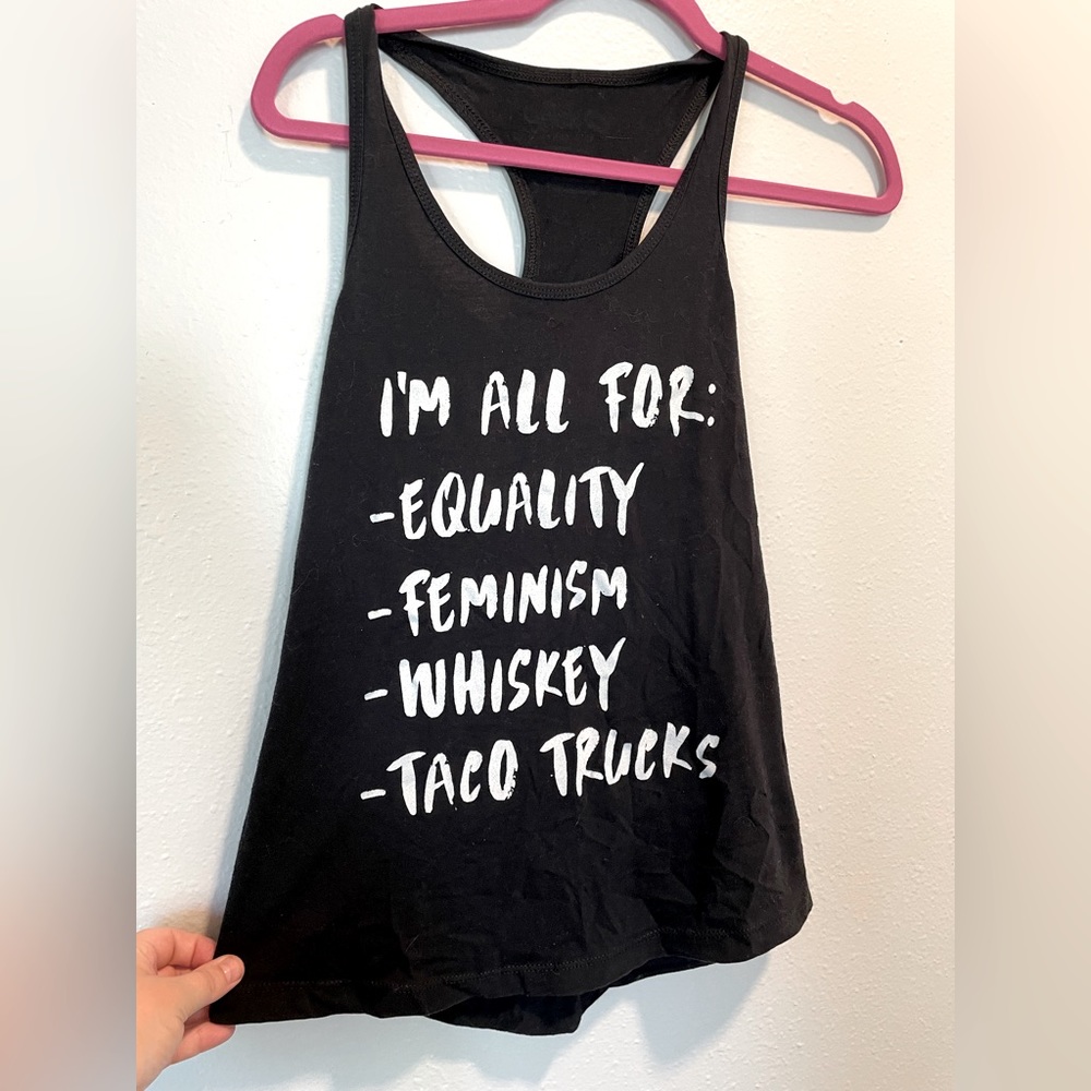 Women’s Taco Feminism Whiskey Equality Tank Top - Picture 1 of 9